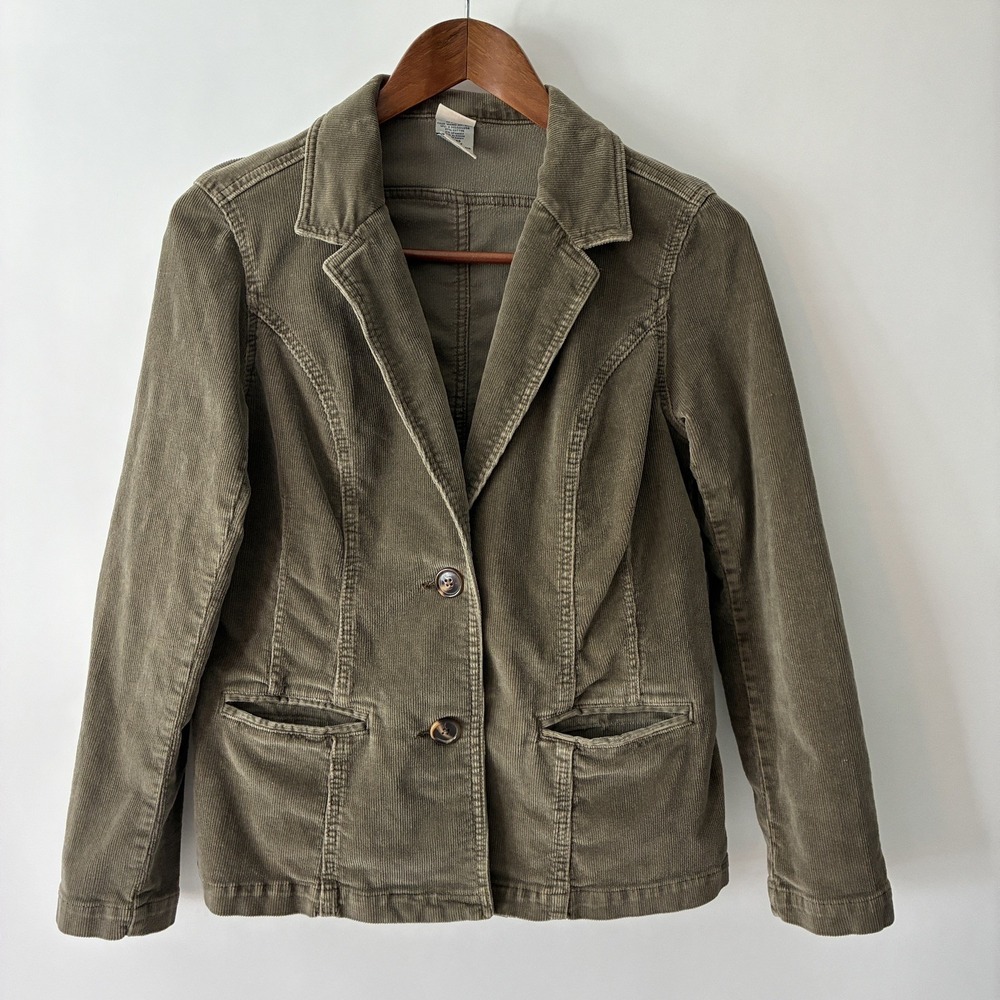 VTG Faded Glory Womens L Corduroy Blazer Brown Academia Heritage Countryside Y2K